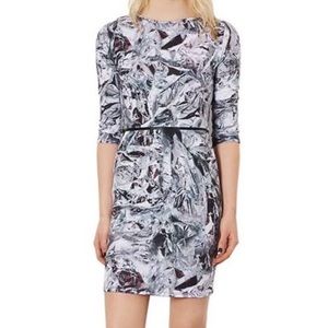TopShop Crystal Foil Print Zip Bodycon Dress